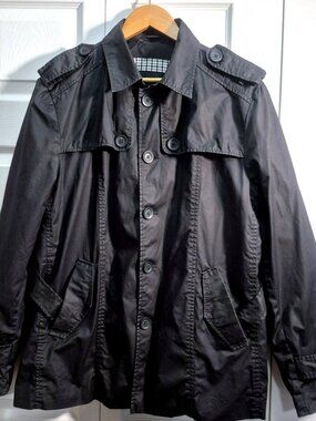 Men's Black Belted Trench Coat – Meters/bonwe, M/L